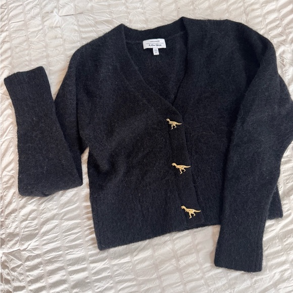 & Other Stories Black Cardigan with Gold Dinosaur Buttons - Picture 10 of 10